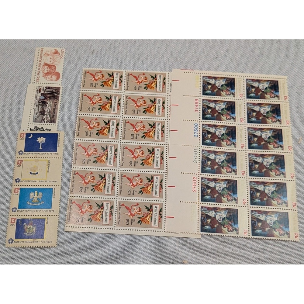 USPS Vintage Postage Lot 1970s Christmas Bicentennial Flags Excellent Multi